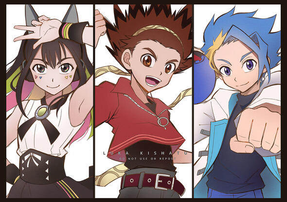 Example of a half body simple colored sketch, with additional characters.